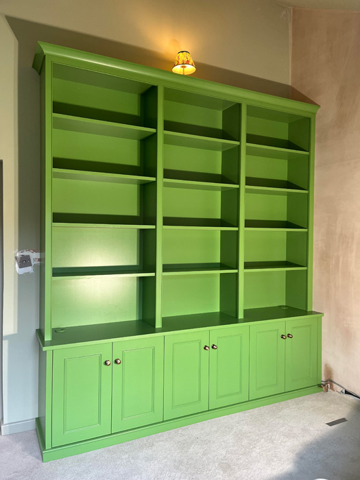 Green library shelving