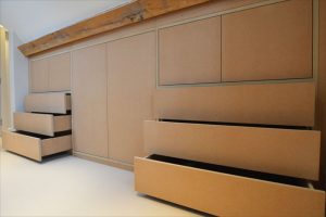 Fitted attic space drawers and cupboard