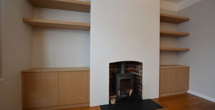 Bespoke alcove cupboard and floating shelves Bristol Bespoke alcove cupboard and floating shelves Bristol